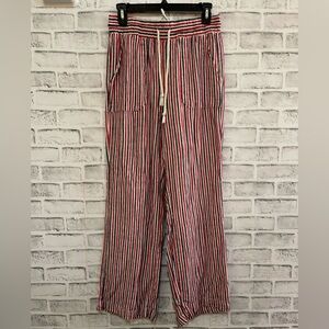 Women’s Indigo Rein pull-on pants, linen, blue/red/white stripe patriotic Med